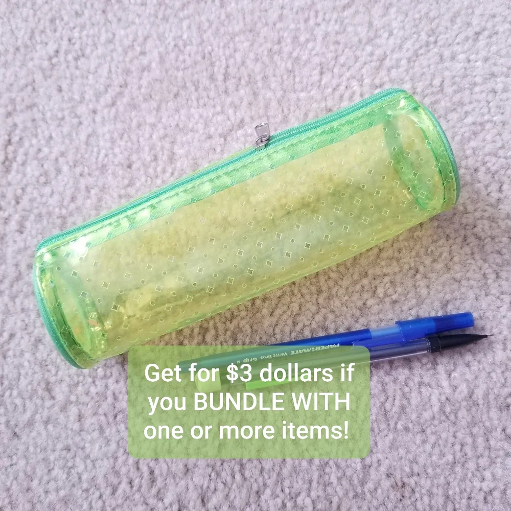 💫 Bundle for $3 Bright Green Transparent Pencil Case Pouch